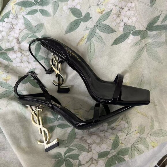 Saint Laurent Black Leather Strappy Sandal - Picture 1 of 6